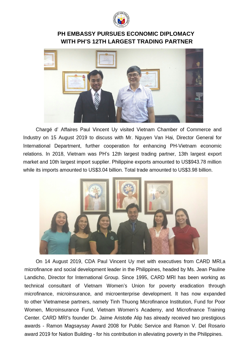 PH Embassy pursues Economic Diplomacy